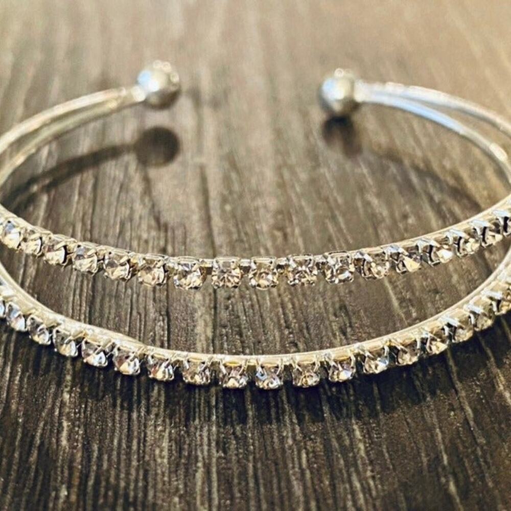Silver Rhinestone Cuff Bracelet